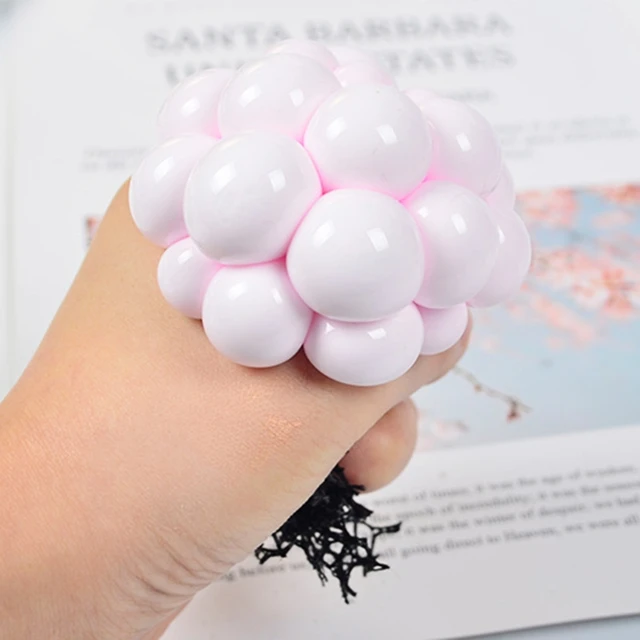 4Pcs/Set Stress Relief Toys Mesh Squishy Grape Balls with Net Squeeze out Mini Balls for Children Adults Random Color 5