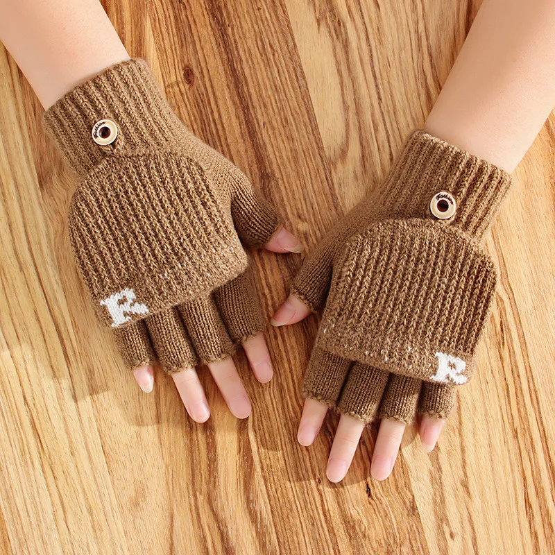 

Fashion Women Gloves Winter Cute Furry Warm Mitts Half finger Mittens unisex Outdoor Sport thickening man Gloves