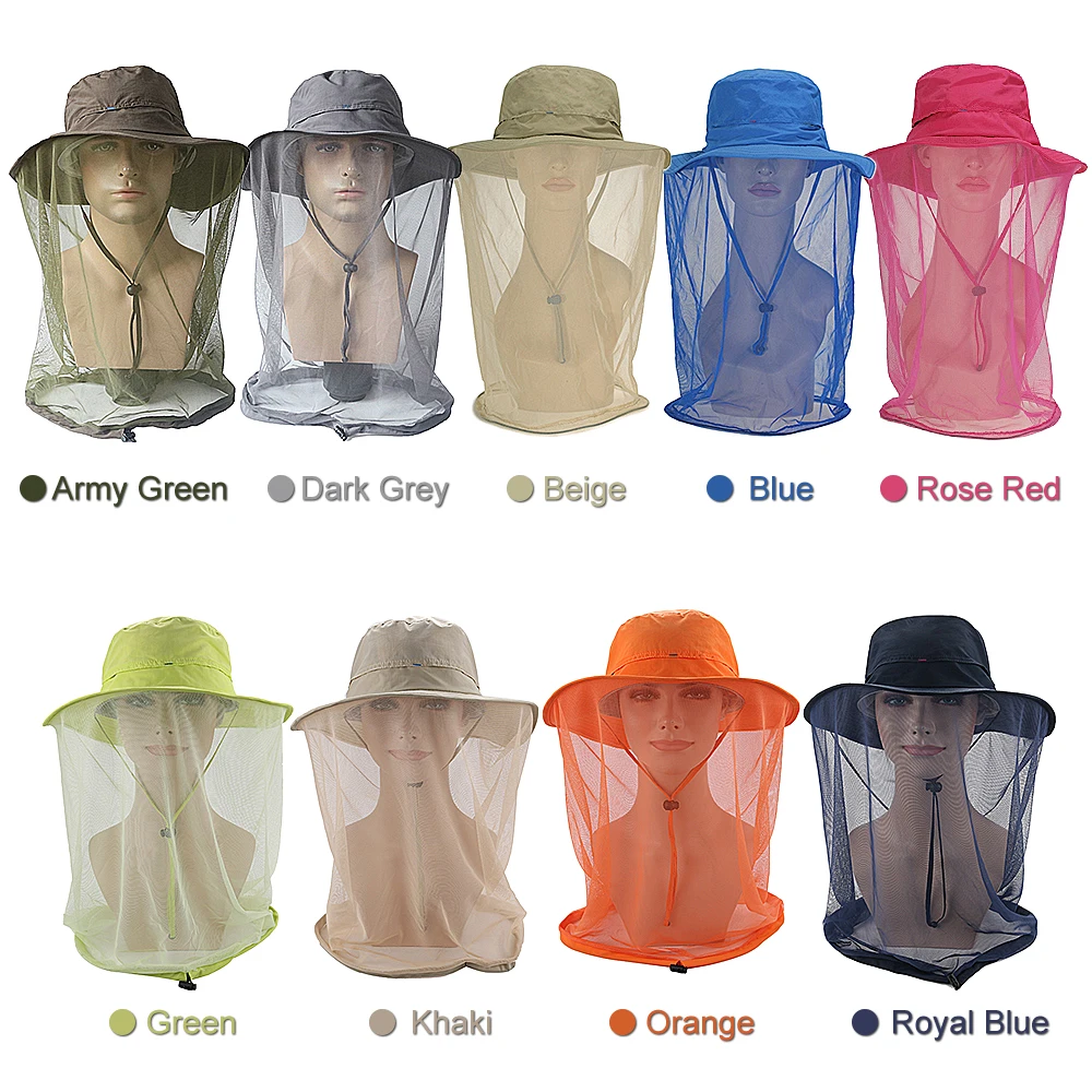 

Outdoor Anti-mosquito Fishing Caps Mask Hat with Head Net Mesh Face Protection Fishing Sun Hat Cap for Fishing Hiking Camping