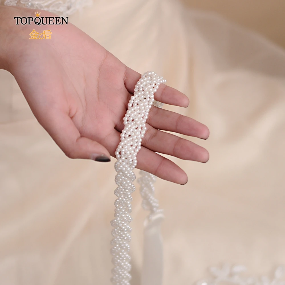 TOPQUEEN S262 жемчужный свадебный пояс ручной работы лента Свадебная со стразами простой свадебный пояс, лента для свадебных платьев длинный жемчужный пояс невесты