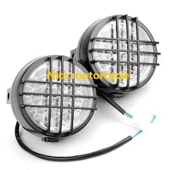 

A pair of zuma 12V LED Motorcycle headlight lights for mopeds electric scooter headlights grid lights