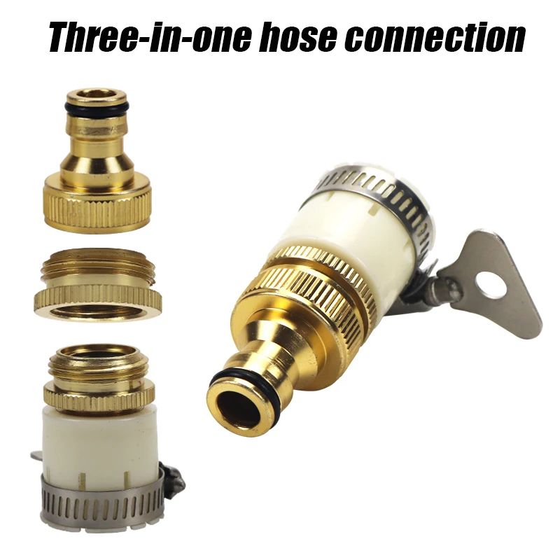 Washing machine universal faucet adapter copper universal joint water pipe joint quick connector car wash water gun hose