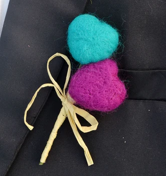 

5Pcs New Style Wool Heart-shaped Ball Wedding Groomsman Groom Boutonniere Party Prom Man Corsage Hand Made Men Suit Brooch Pin