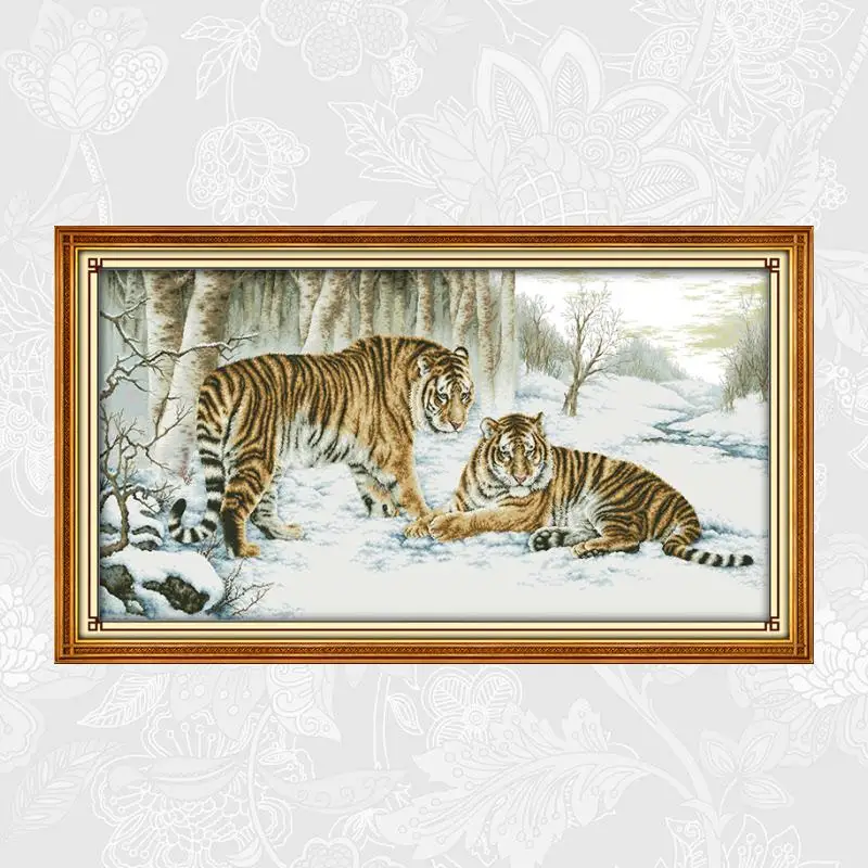 

Tiger Cross Stitch kits Handwork Beginner Embroidery Sets Printed Canvas Cross-stitch Needlework 11CT 14CT Home Decoration