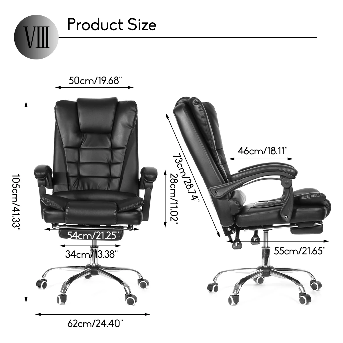 Reclining Office Boss Chair Adjustable Rotating Lift PU Leather Gaming Chair Armchair with Footrest for Home Office Furniture