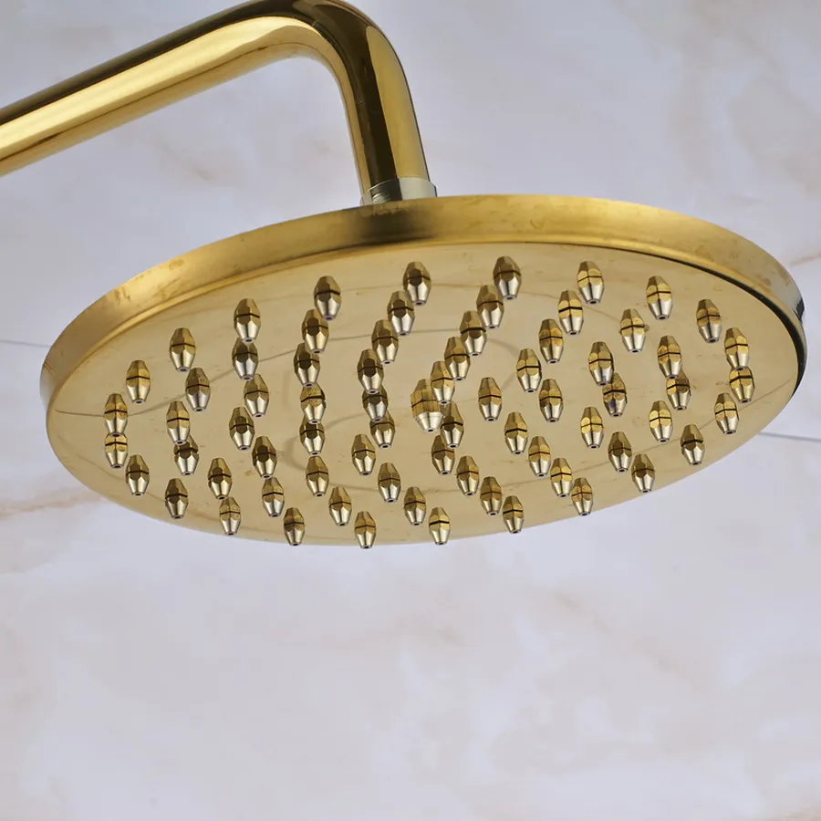 Luxury Gold Polish 8 Inch Rainfall Shower Head Brass Batnroom Hand Shower Head 1.5 M Flexible Shower Hose pipe