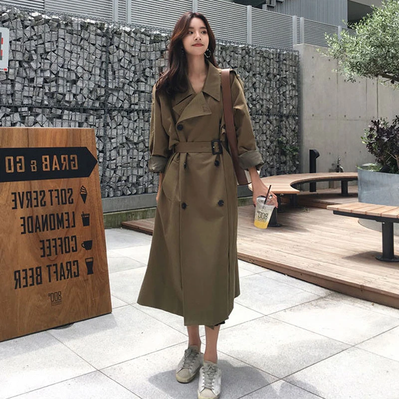 Casual long Trench Coat Women sashes 2020 plus