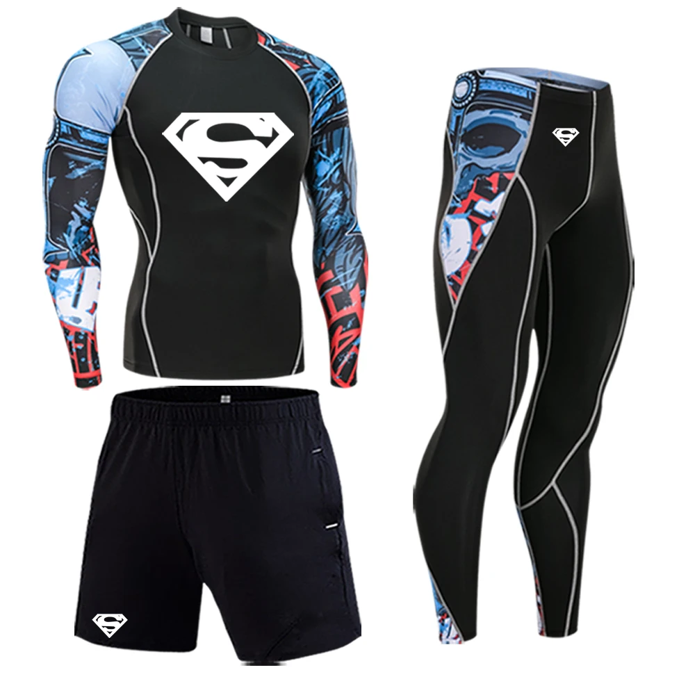 Brand high quality fashion men's suit sports compression tights MMA thermal underwear Rashgard men's quick-drying jogging suit