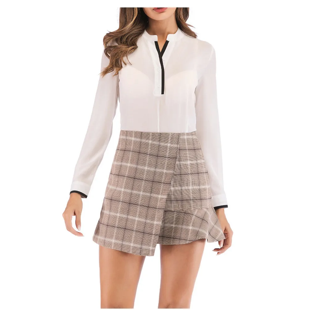 Skirt Women's Skirt High Waist Lattice Printing A-Line Short Skirt Acrylic Womens Skirts Summer Fashion 2020