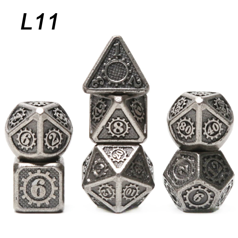 Chengshuo игральные кости DND Подземелья и Драконы настольная игра распродажа продвижение многогранные металлические кубики цинка кубики из сплава d20 d10 d8 d6 d4 - Цвет: L11