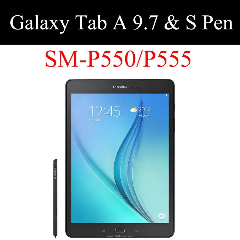 Чехол для планшета для Samsung Galaxy Tab A 9,"& S Pen кожа Smart Sleep wake принципиально, складываются в три раза Стенд твердого покрытия Капа для SM-P550/P555