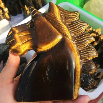 

1pcs Natural yellow tiger eye stone hand-carved animal unicorn crystal carved polished furniture decorated with Christmas gifts