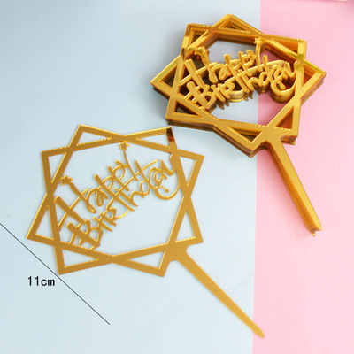 Cake Decorations Topper Acrylic Happy Birthday Cake Topper Sign Boy&Girls Birthday Cakes Dessert Decor Cakes Decor Supplie