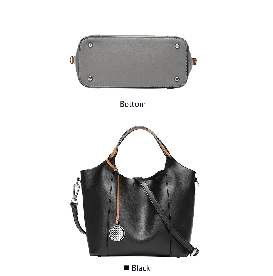Yonder Real Cow Leather Women's Handbags Genuine Leather Casual Tote Large Capacity Elegant Lady Shoulder Crossbody Bags