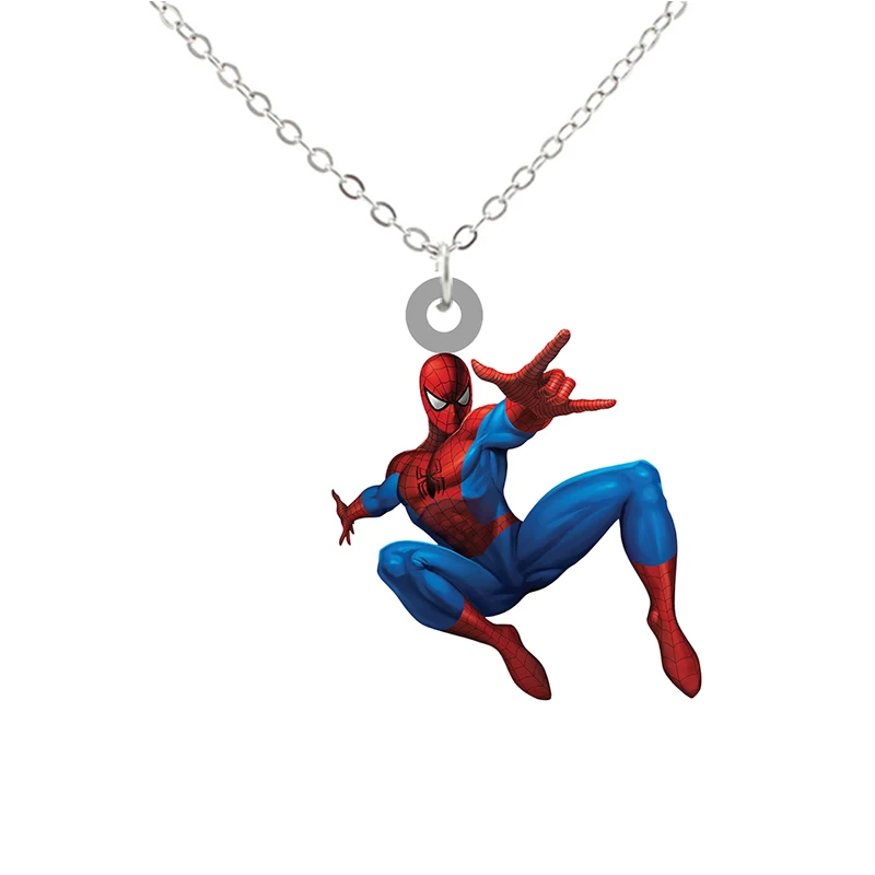 chain pendants Disney Marvel Avengers Figure Handsome Superhero Spider Man Cartoon Pendant Necklace Jewelry Boys Men Epoxy Resin Jewelry MLV451 silver locket Necklaces & Pendants