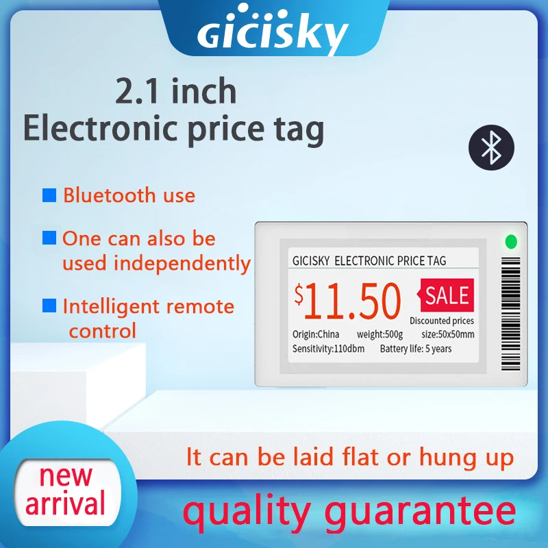 1 Uds 2,1 pulgadas electrónicos precio pantalla epaper Tarjeta de color de tinta Precio de supermercado de versión de Bluetooth Android