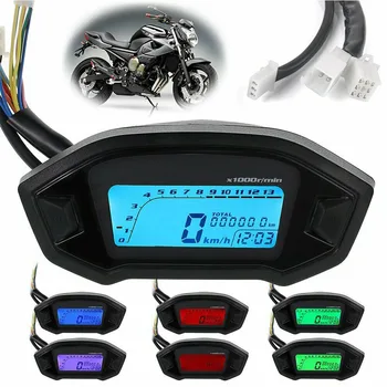 

Time Display Universal Travel Distance Tachometer Colorful Backlight LCD Digital Motorcycle Speedometer Sunproof Odometer