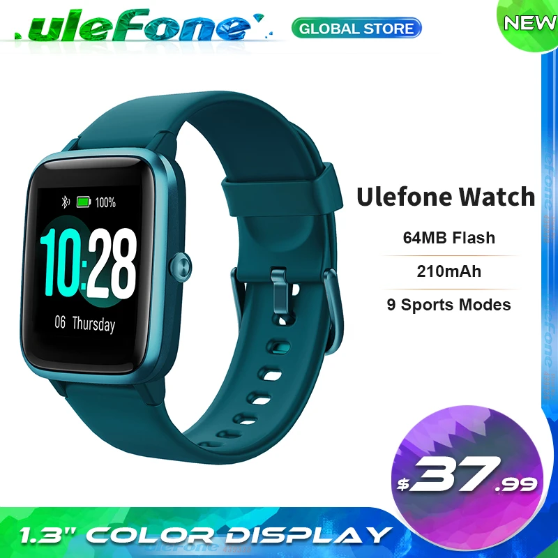Ulefone reloj inteligente al agua 5ATM, accesorio de pulsera resistente al agua con Bluetooth 1,3, batería de 5,0 mAh y control de actividad diaria, TFT LCD, 210 inteligentes| -