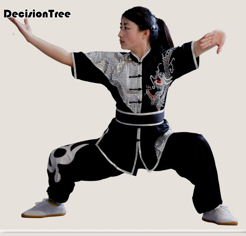 

2021 tai chi wushu shaolin monk martial arts kung fu uniform wing chun uniform embroidered dragon demo outfit men and women