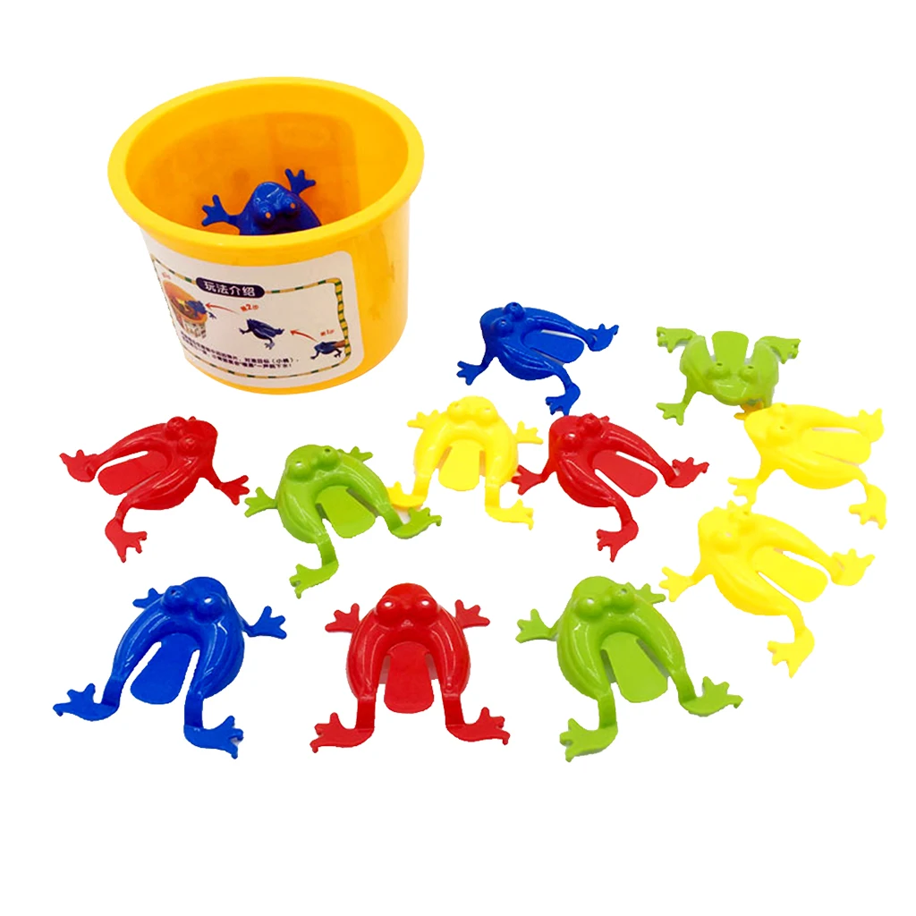 12pieces Assorted Jumping Frog Toy With Bucket Game Kids Party Favors