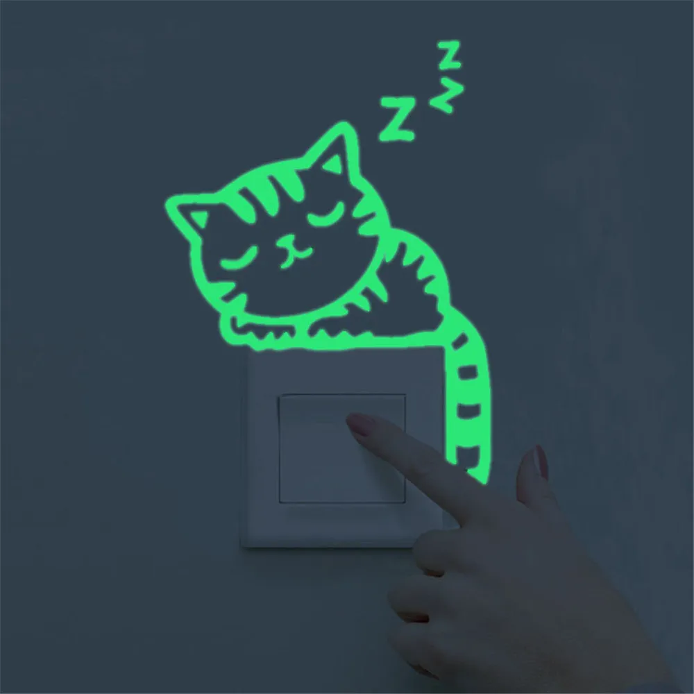 

Switch Sticker Luminous Stickers Bulldog Frances Cute Creative Kitten Cat Luminous Noctilucent Glow Switch Wall Sticker Home #37