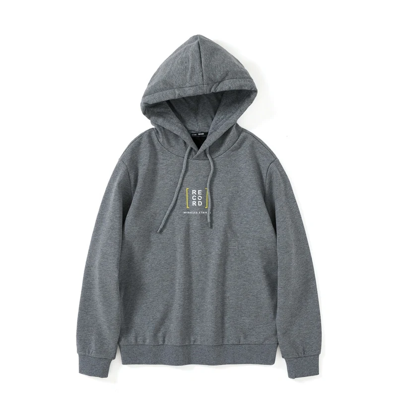 gray SEMIR свитер для мужчин зима толстый плюс бархат с капюшоном дизайн чувство печати толстовки одежда для взрослых мужчин - Цвет: gray