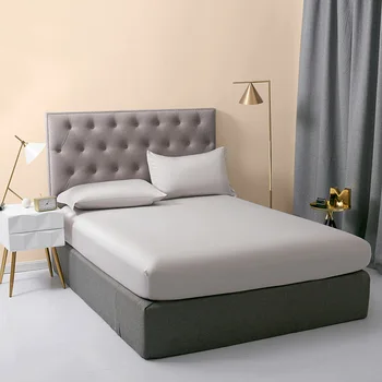 

BEIYAYAN 100% Pure Cotton Silky Soft bed mattress with four corners and elastic band sheets Solid color Bedding Linens