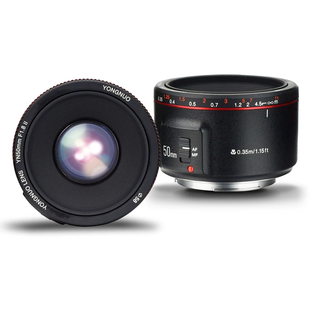 Объектив YONGNUO YN50mm F1.8 II стандартный объектив с большой апертурой и автофокусом для камеры Canon EOS 70D 5D2 5D3 600D DSLR камера