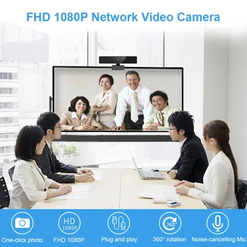 

1080P Built-in Webcam Microphone Video Conference Live Streaming USB Web Camera for Indoor Business Meeting Supply