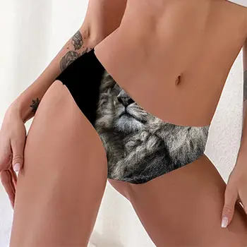 

KYKU Lion Briefs Women Animal Lingerie Female Anime Knickers Harajuku Underwear Lively Seamless Women's Underpant Thong Panties