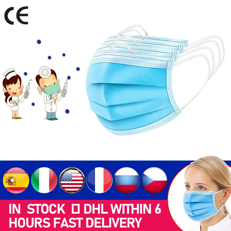 

In Stock Disposable Mouth Mask Anti Haze Mask Filter 3 Layers Non-woven Dust Filter Fast Delivery For Dropshipping