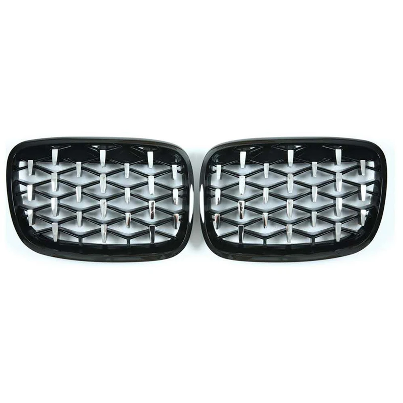 New Arrival For BMW E70 E71 E72 X5 X6 2007-2013 Car Diamond Grills Front Kidney Grill Chrome Mesh Grille Car Accessories 2Pc/Set