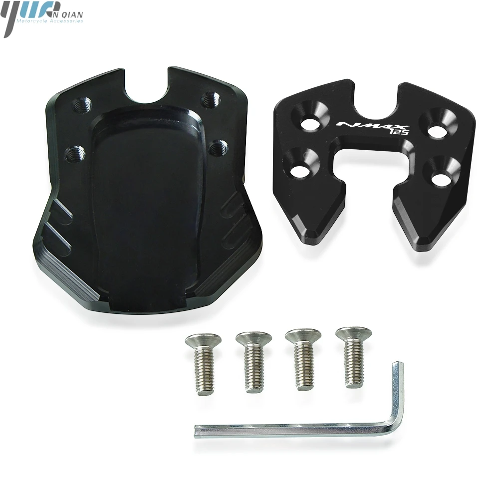 black-black-NMAX125 Увеличитель боковой подставки для мотоцикла, Расширительная опорная пластина для YAMAHA N-MAX NMAX 125 17, боковая подставка для мотоцикла - Цвет: black-black-NMAX125