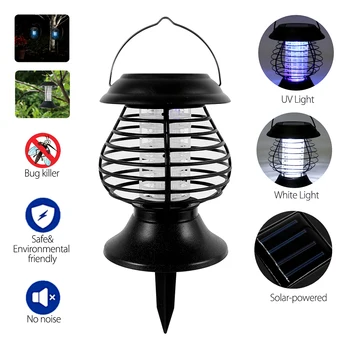 

2 in 1 Solar Mosquito Killer Lamp Outdoor Insect Bug Zapper Mosquito Trap Pest Reject Repeller Anti Mosquito Repellent LED Light