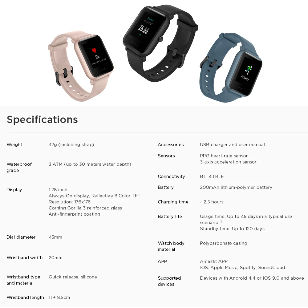 Новейший Xiaomi Huami Amazfit Bip Lite Смарт-часы водонепроницаемые фитнес-трекер для здоровья умные часы 45 дней в режиме ожидания глобальная версия