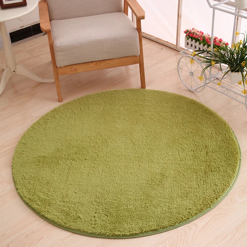 120 x 120cm Round Plush Carpet Soft Living Room Bedroom Rug Floor Mat Home Decor Short-haired Silky Plush Carpets Warm Mats - Цвет: green