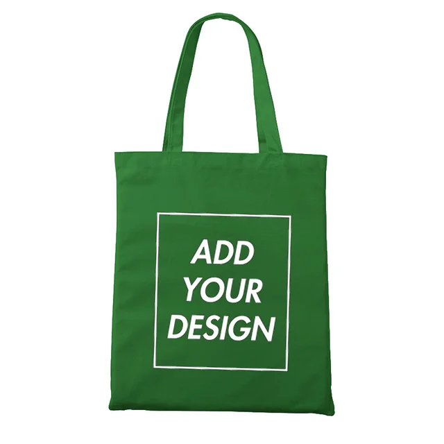 Custom Tote Bag Shopping Add Your Text Print Original Design White Zipper Unisex Fashion Travel Canvas Bags green