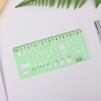 

Building Design Construction Drawing Stencil Template Ruler Clear Green Plastic