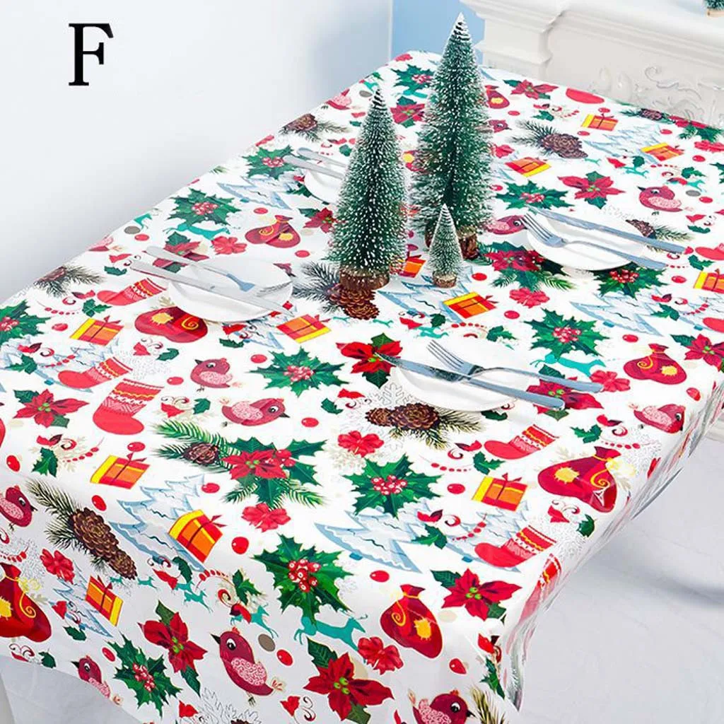 Disposable Merry Christmas Rectangular Printed PVC Cartoon Tablecloth table cover decorations for home Decor 110*180cm#w | Дом и сад
