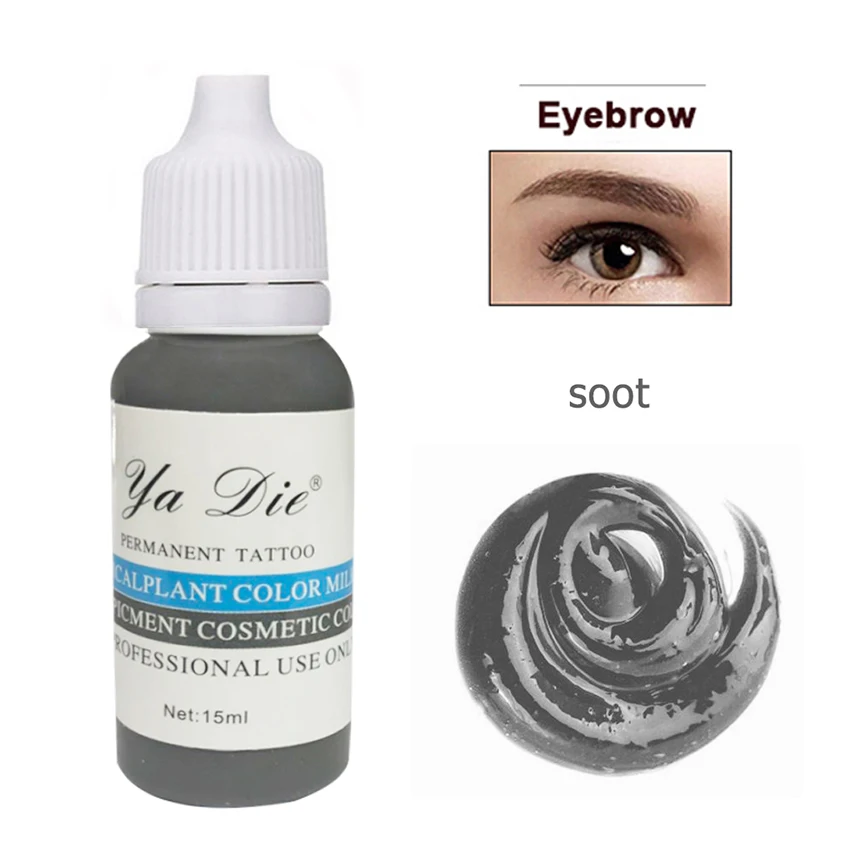 

1/2 Oz. Permanent Makeup Microblading Pigment Tattoo Ink Eyebrow Lips Lasting Color Body Tattoo Art (soot)