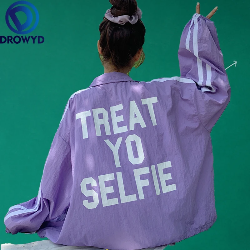 

Summer White Letter Print Thin Baseball Jacket Women Casual Pockets Hip Hop Bomber Tops Breathable Sunscreen Cardigan Loose Coat