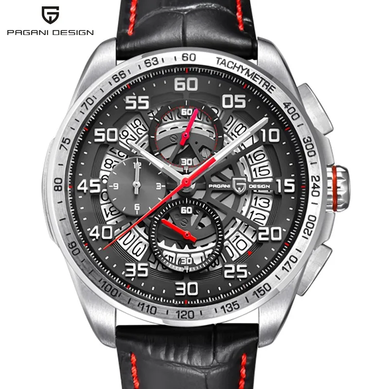 Günstig PAGANI Design Avant Sport 3D Große Zifferblatt Quarz Männer Uhr Luxus Militry Armee Schwarz Stahl Uhr Wasserdicht Chronograph Armbanduhren