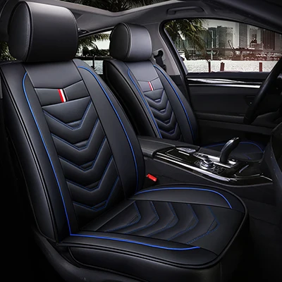 black blue Кожаный чехол для сиденья автомобиля 5 мест для citroen berlingo c4 c5 c3 c4 picasso c1 все модели автомобильные аксессуары передний ряд+ задний ряд - Название цвета: black blue