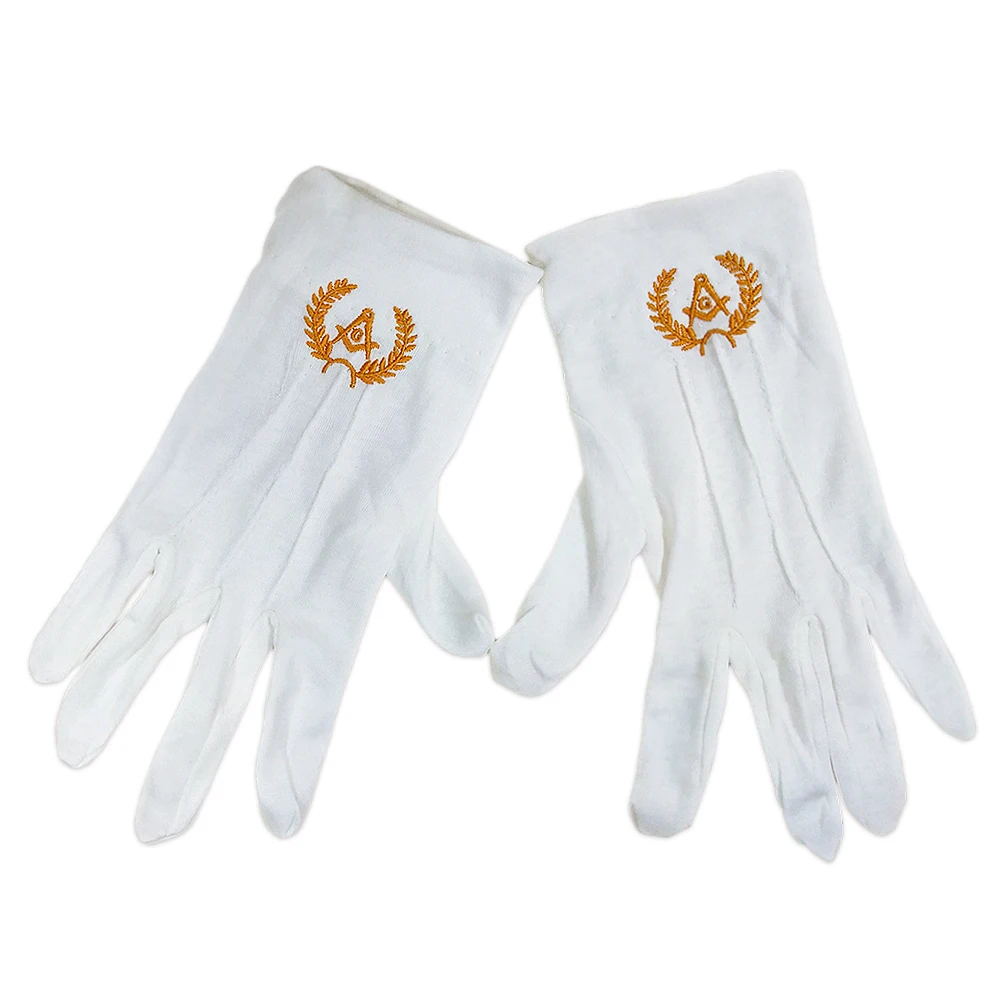 1 пара масонских перчаток Regalia из чистого хлопка с вышивкой, передник с логотипом на воротнике, Прямая поставка - Цвет: ST0003