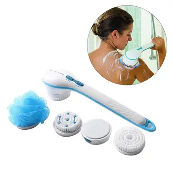 

5 In 1 Electric Long Handle Shower Brush with Replace Dead Sponges Brush Skin Remover Health Care Bath Massage Hygiene Scrubbers