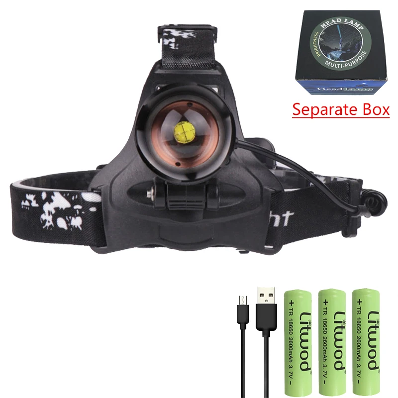 Option B Litwod Z202806 xhp70.2 xhp50 светодиодная фара 50000lm мощный налобный фонарь с зумом, фонарь для кемпинга 18650 - Испускаемый цвет: Option B