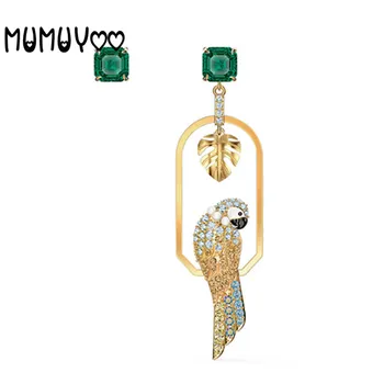 

2020 new high-quality charm smart and cute parrot asymmetric removable design women earrings multiple ways to wear