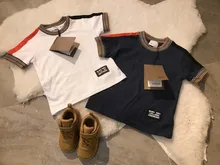 Best Price kids pocket Simple White T-Shirt Children's summer cotton T-shirt