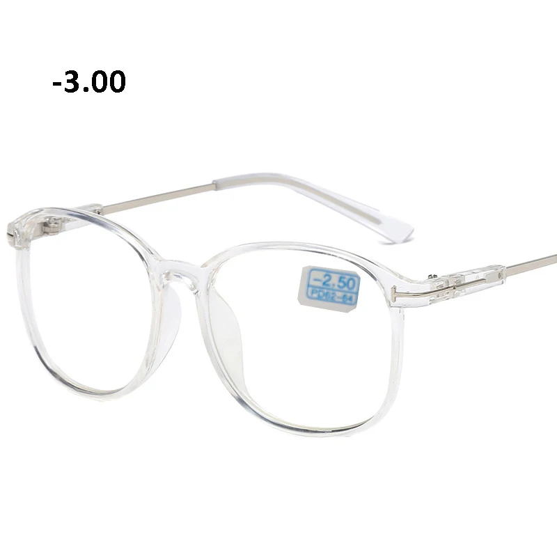 Металлическая оправа близорукость отделка очки Оптические близорукие очки-оверсайз черные прозрачные Рецептурные очки - Цвет оправы: clear -3.00