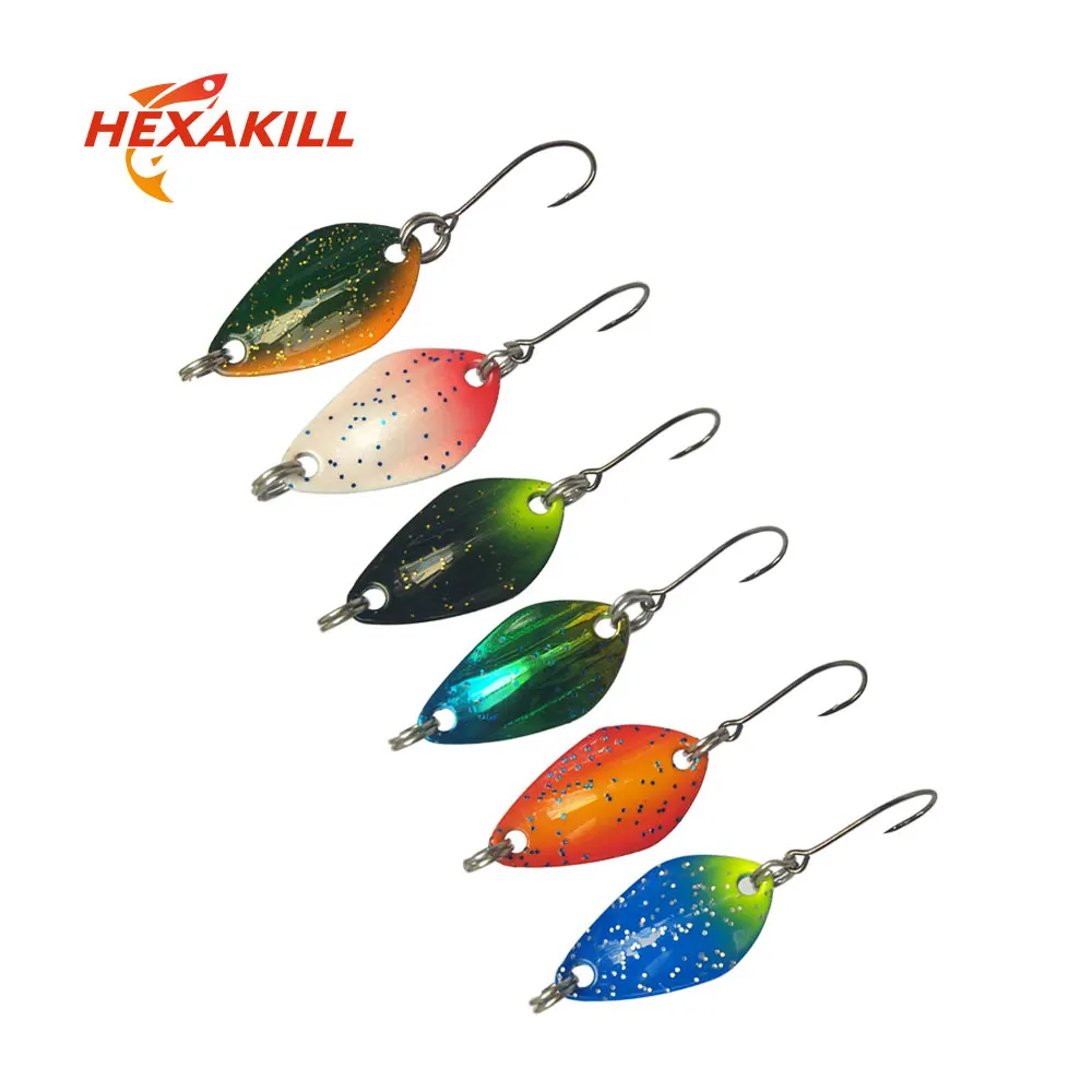 Hexakill 1pcs 1.4g/1.8g/2.2g/2.8g/3g/3.3g fishing metal colorful spoon baits metal spinner lure mini bait for trout single hook Hexakill 1pcs 1.4g/1.8g/2.2g/2.8g/3g/3.3g fishing metal colorful spoon baits metal spinner lure mini bait for trout single hook